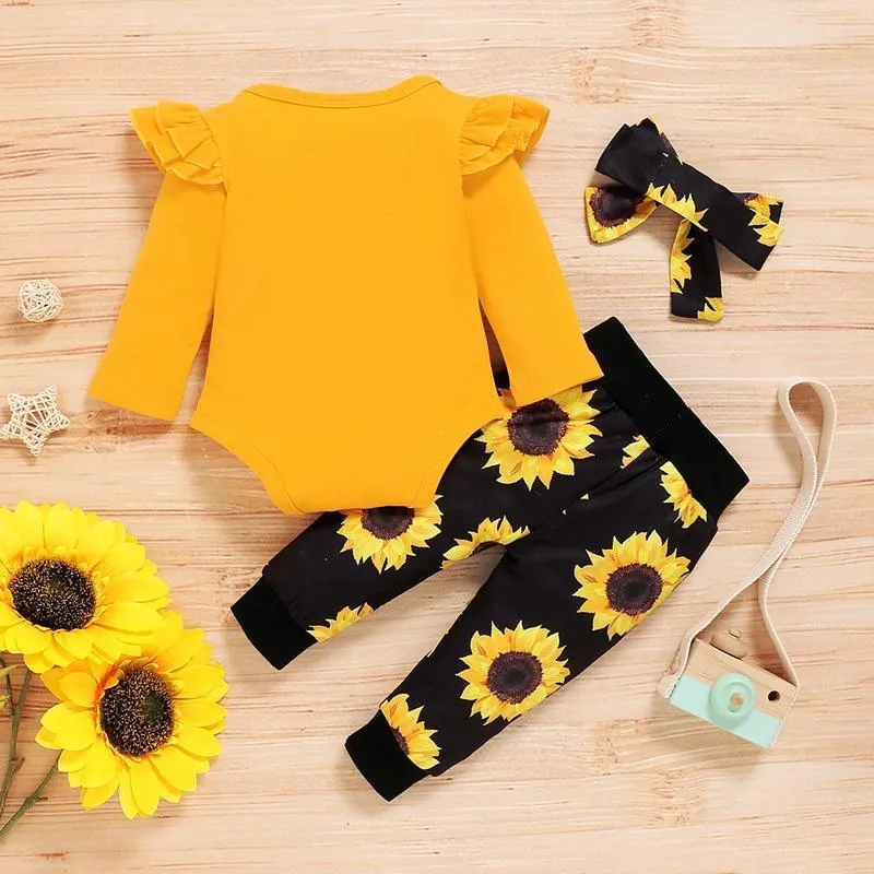 3-piece Letter Pattern Bodysuit & Pants & Headband for Baby Girl