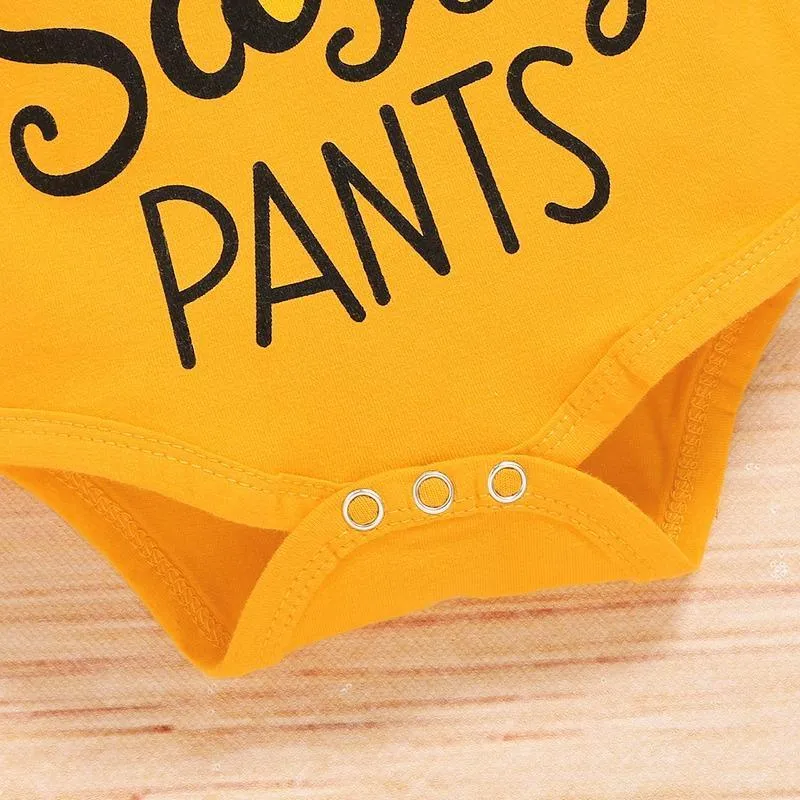 3-piece Letter Pattern Bodysuit & Pants & Headband for Baby Girl