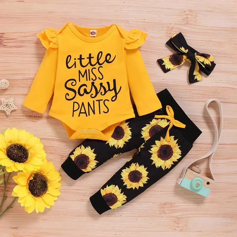 3-piece Letter Pattern Bodysuit & Pants & Headband for Baby Girl