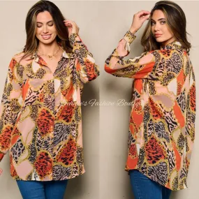 Animal Print Muilti Button Shirt