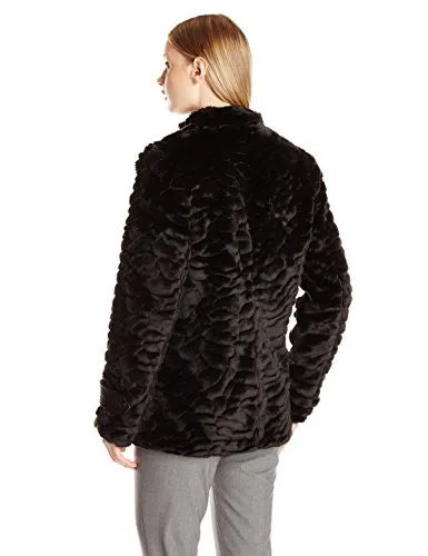 Belle Badgley Mischka Women's Grace Faux Fur Coat, Black, Large