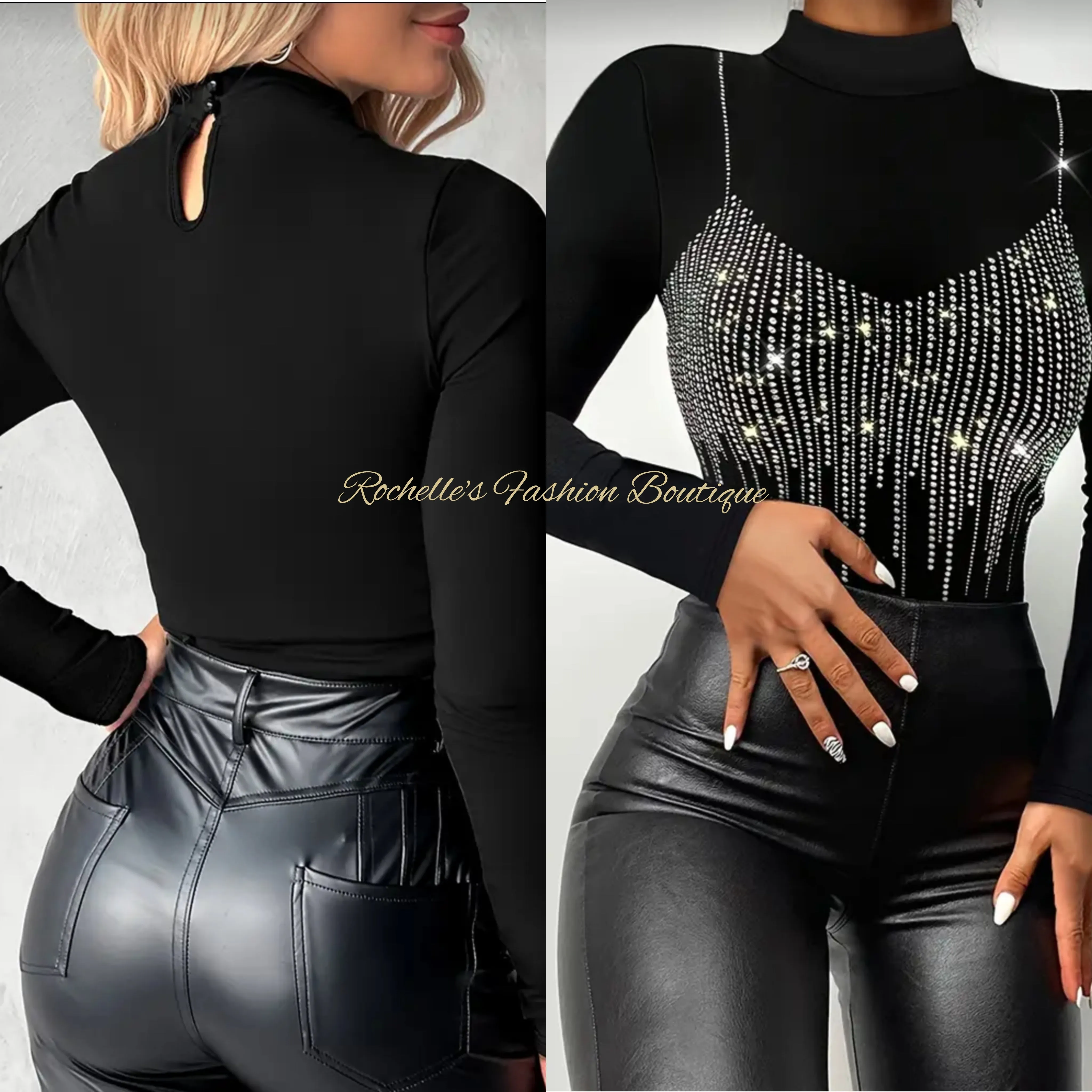 Black Rhinestone L/S Top
