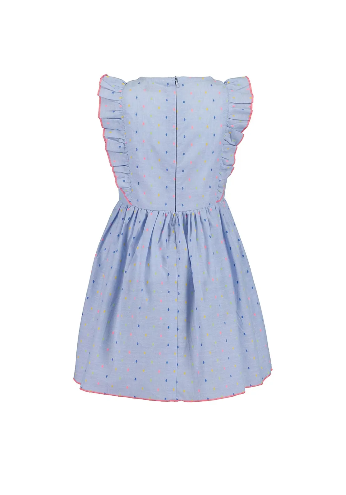 Blue Seven Girls Pleated Round Neck Dress, Blue