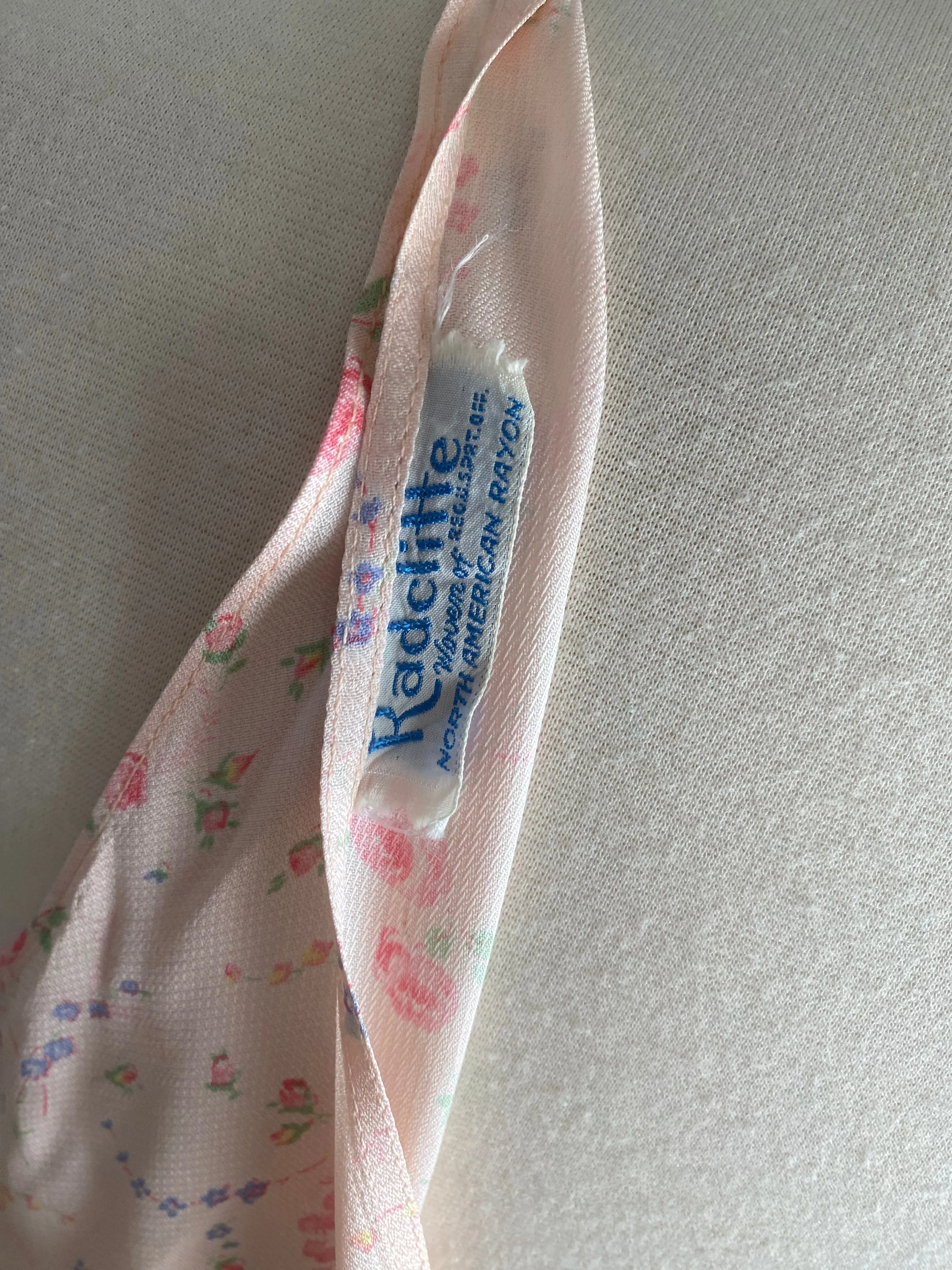 Delicate Rose Print 1930's Bias Cut Slip Dress By Radcliffe / SM
