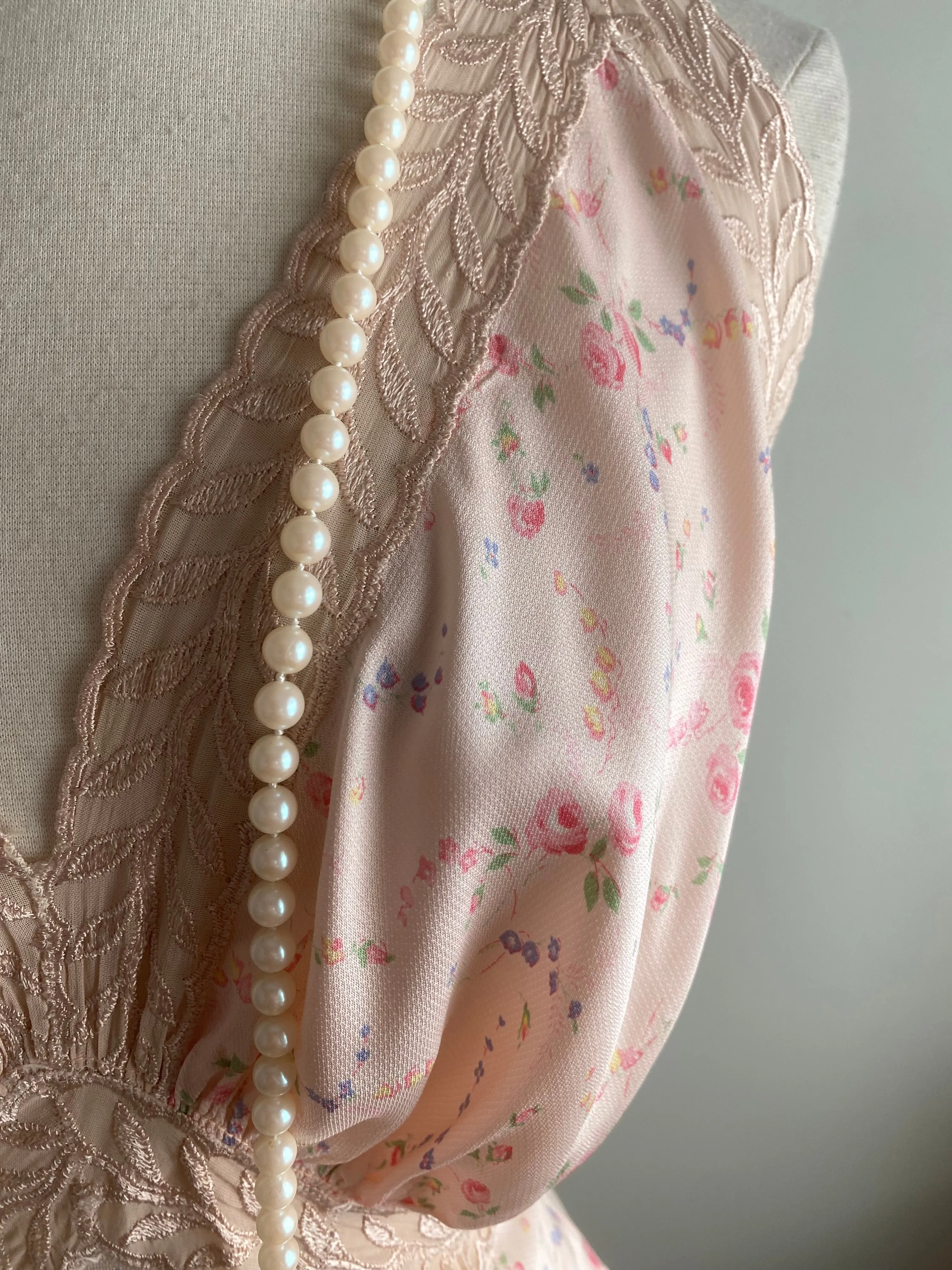 Delicate Rose Print 1930's Bias Cut Slip Dress By Radcliffe / SM