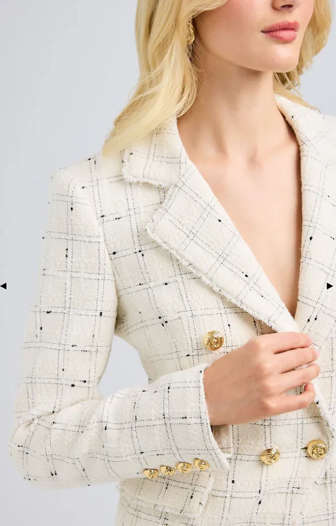 Eliza Windowpane Tweed Blazer