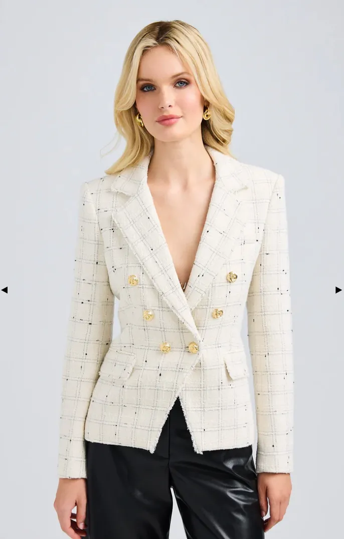 Eliza Windowpane Tweed Blazer