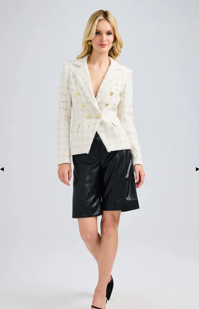 Eliza Windowpane Tweed Blazer