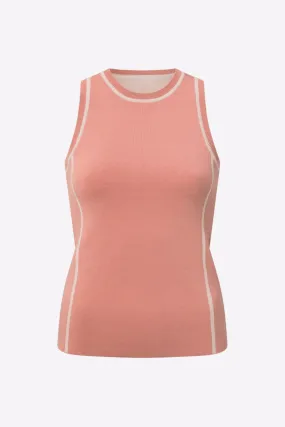 Fine Knit Contrasting Trim Round Neck Top