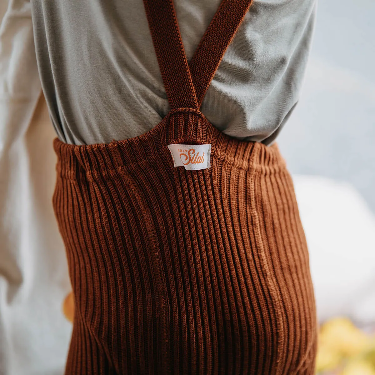 Footless Hippy Tights With Braces in Cinnamon by Silly Silas
