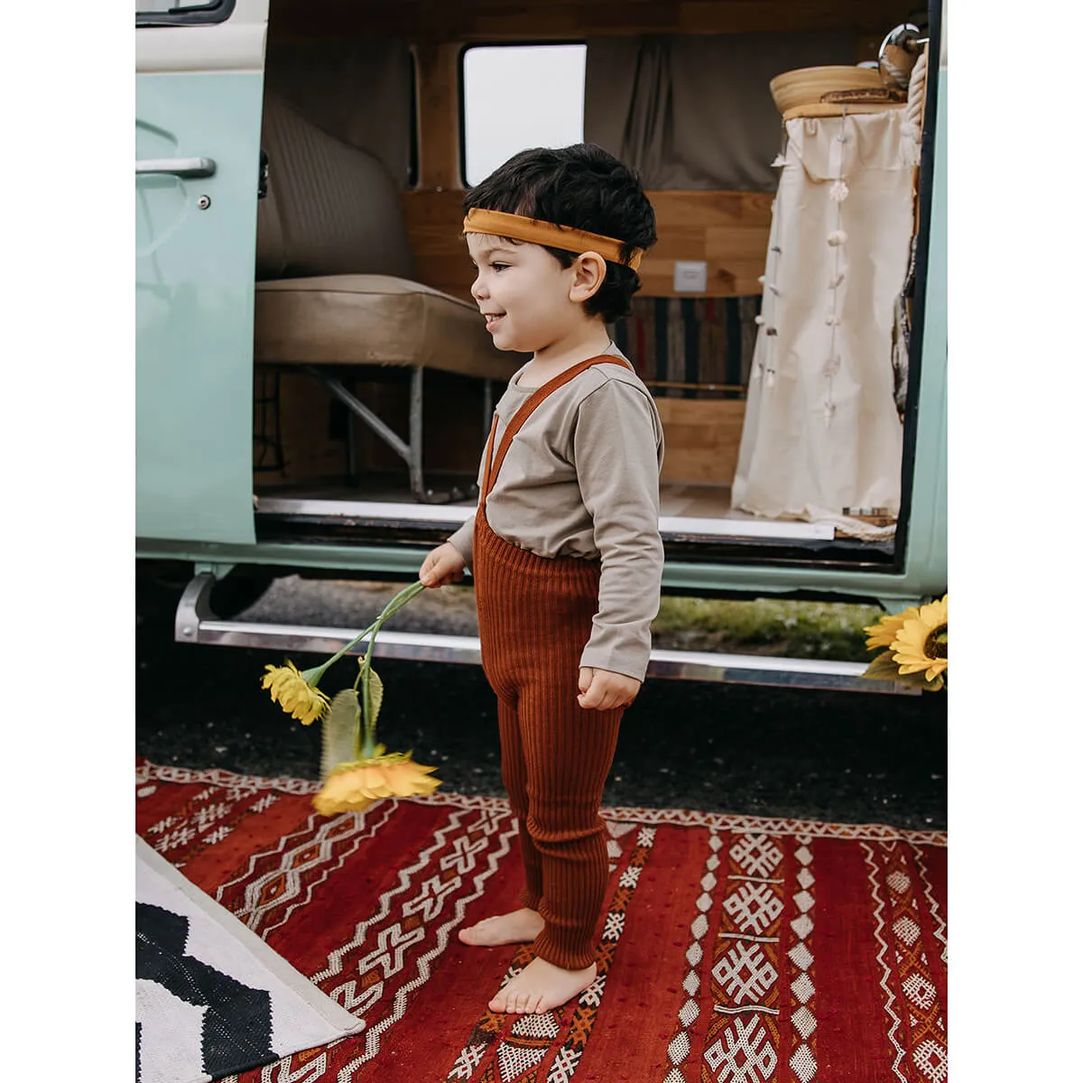 Footless Hippy Tights With Braces in Cinnamon by Silly Silas