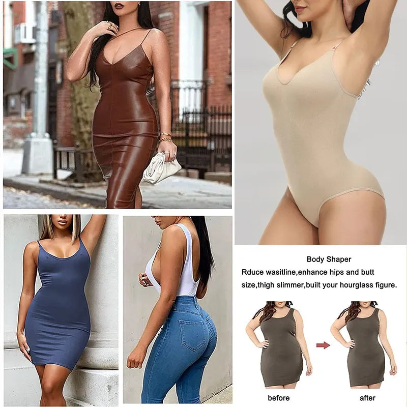 GUUDIA V Neck Open Crotch Shapewear Bodysuit