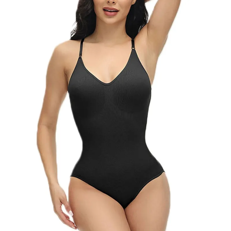 GUUDIA V Neck Open Crotch Shapewear Bodysuit
