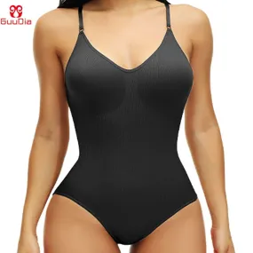 GUUDIA V Neck Open Crotch Shapewear Bodysuit