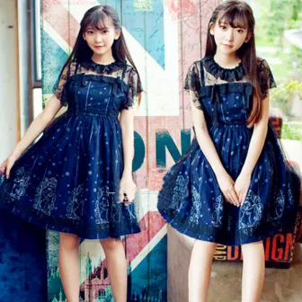Harajuku Stars Printing Two-Piece Dress AD0250