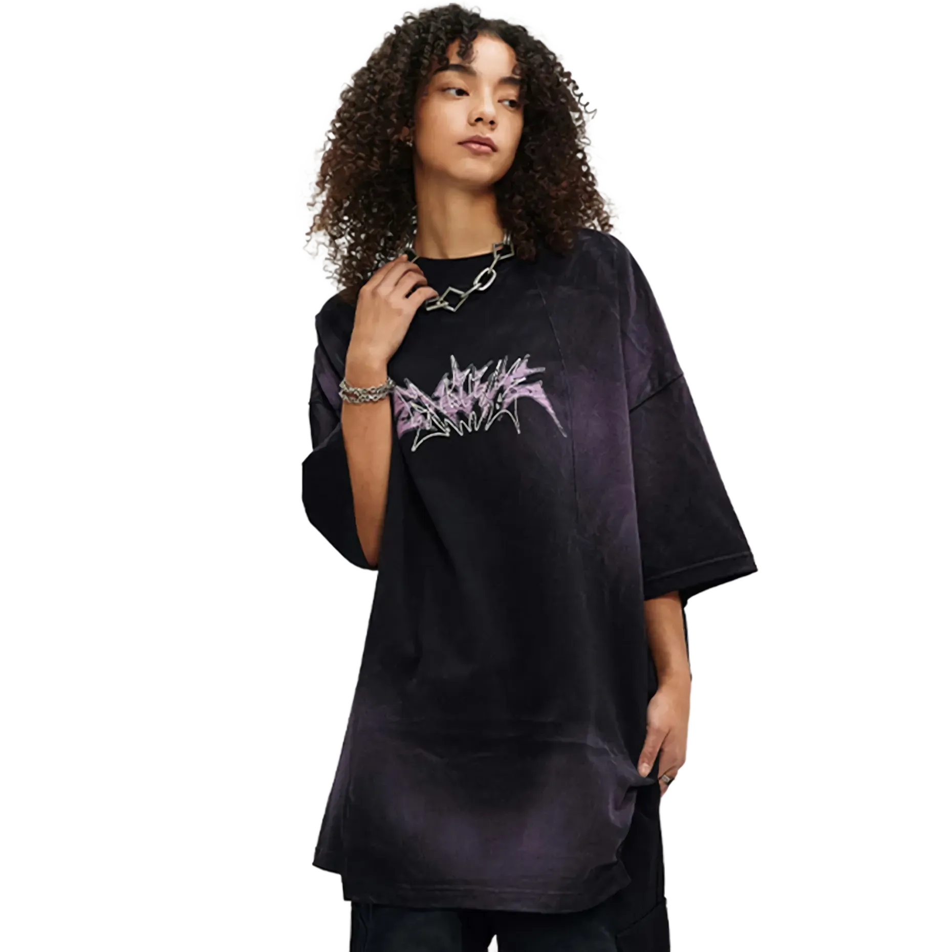 'Monstrum' Dark Tie Dye Graphic Print Cotton T-Shirt