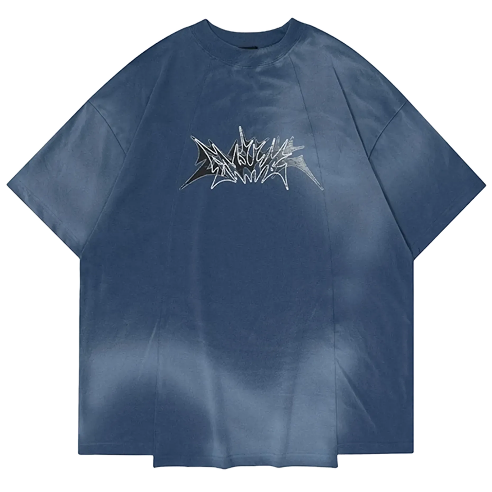 'Monstrum' Dark Tie Dye Graphic Print Cotton T-Shirt