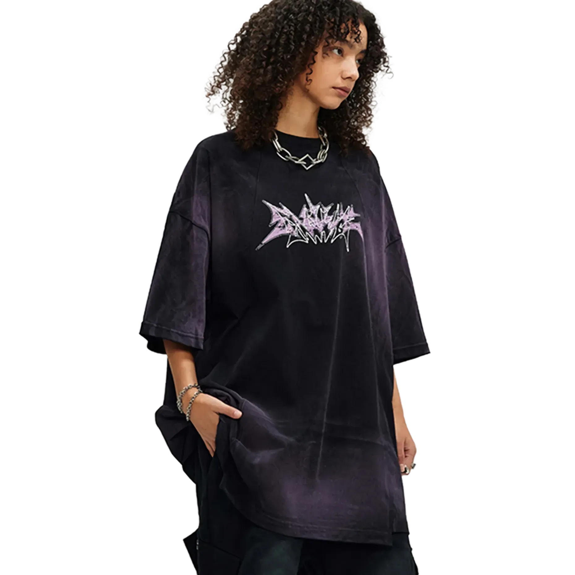 'Monstrum' Dark Tie Dye Graphic Print Cotton T-Shirt