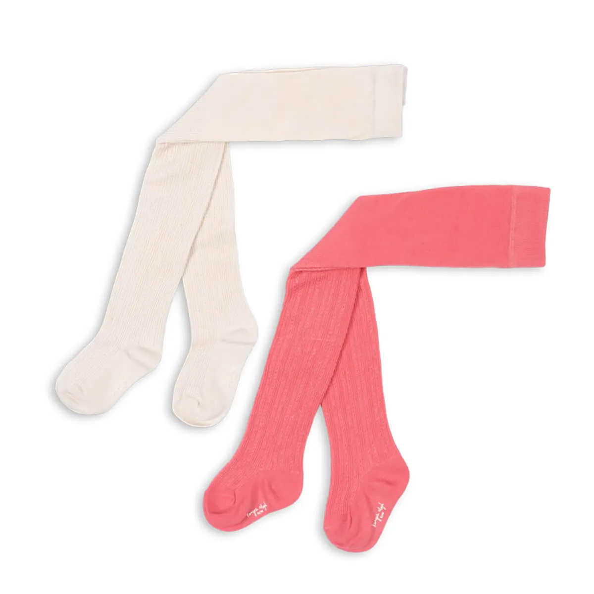 Pointelle Tights in Beige / Rose by Konges Slojd (Pack of 2)