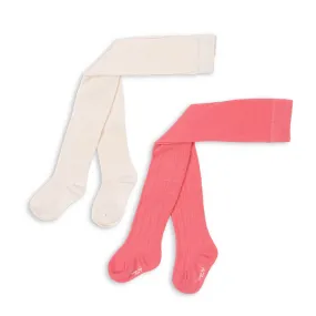 Pointelle Tights in Beige / Rose by Konges Slojd (Pack of 2)