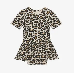 Posh Peanut Short Sleeve Twirl Skirt Bodysuit - Lana Leopard