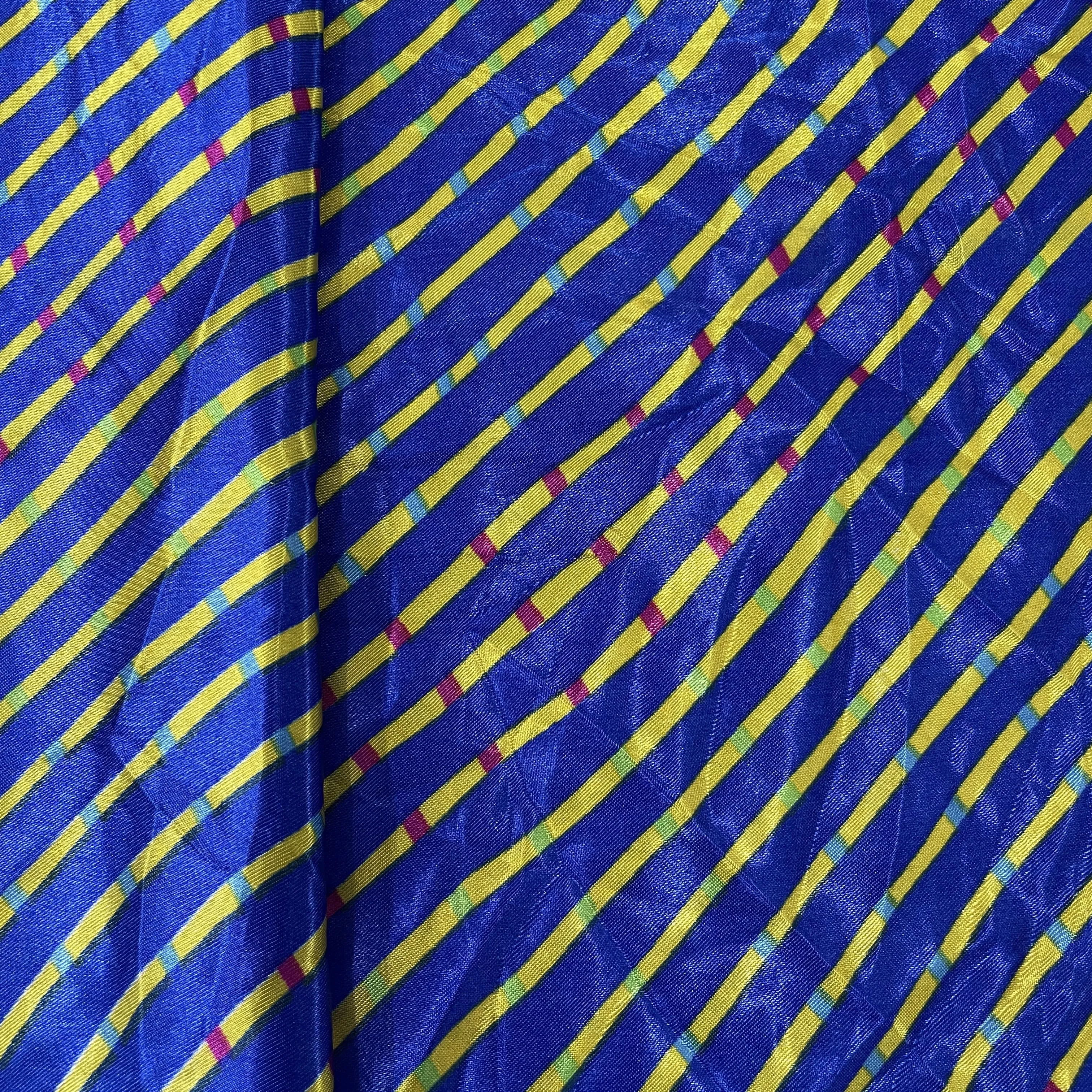 Premium Blue Lehariya Print Satin Fabric