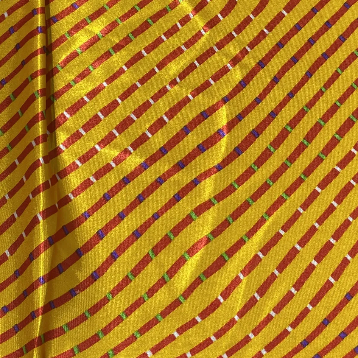 Premium Yellow Lehariya Print Satin Fabric