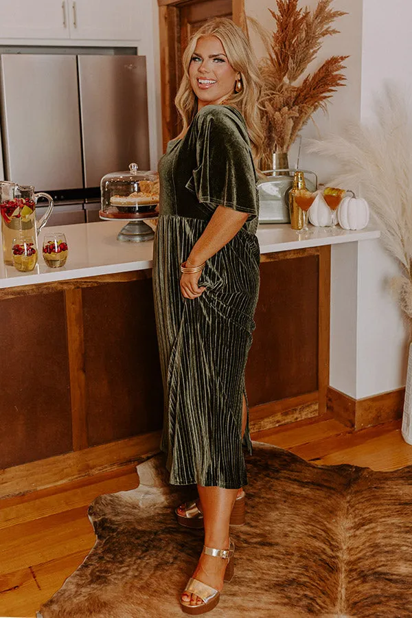 Red Wine Sipping Velvet Midi Curves