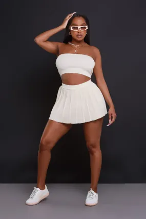 Rush Week Pleated Mini Tennis Skort - Beige