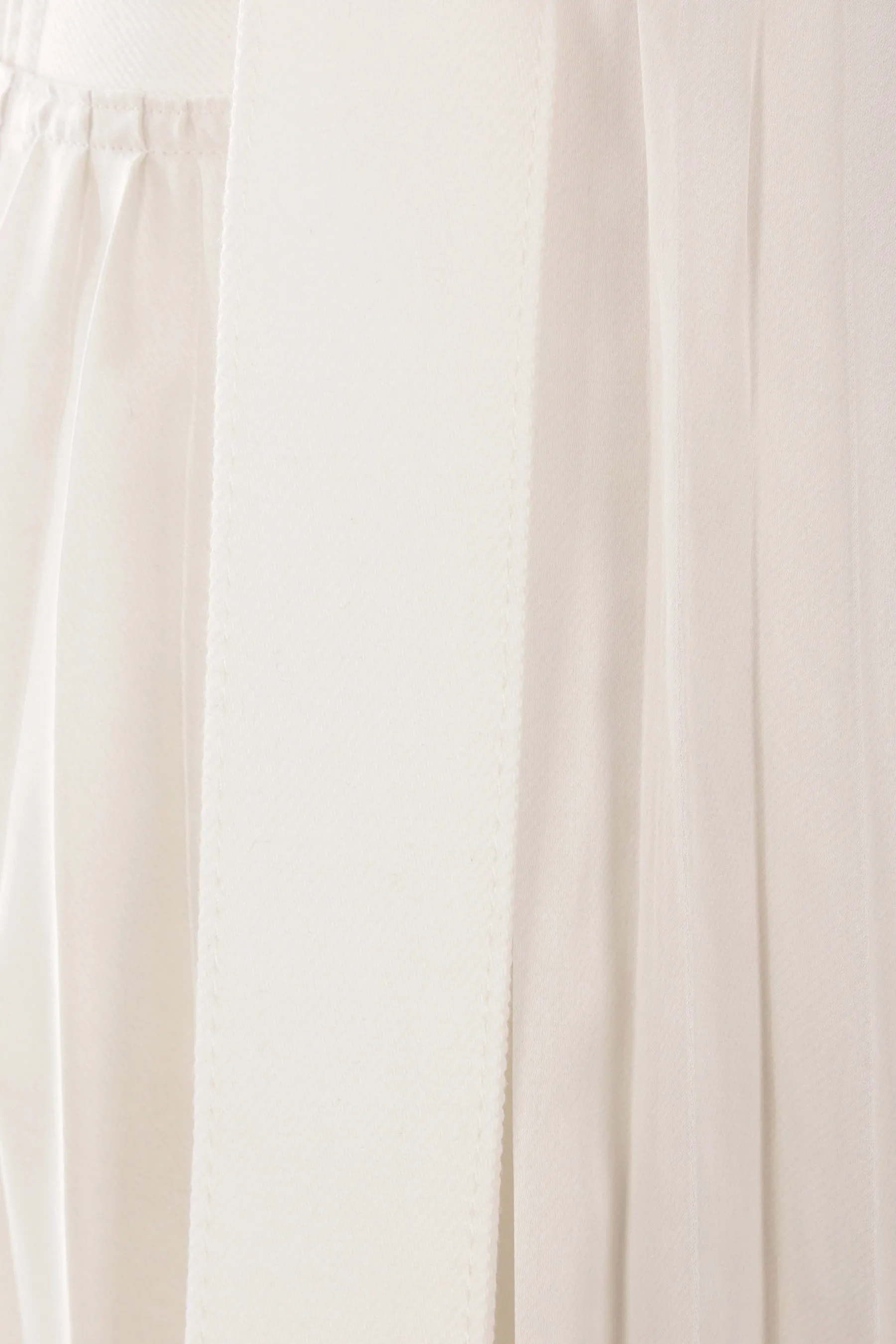 satin and denim pleated skirt