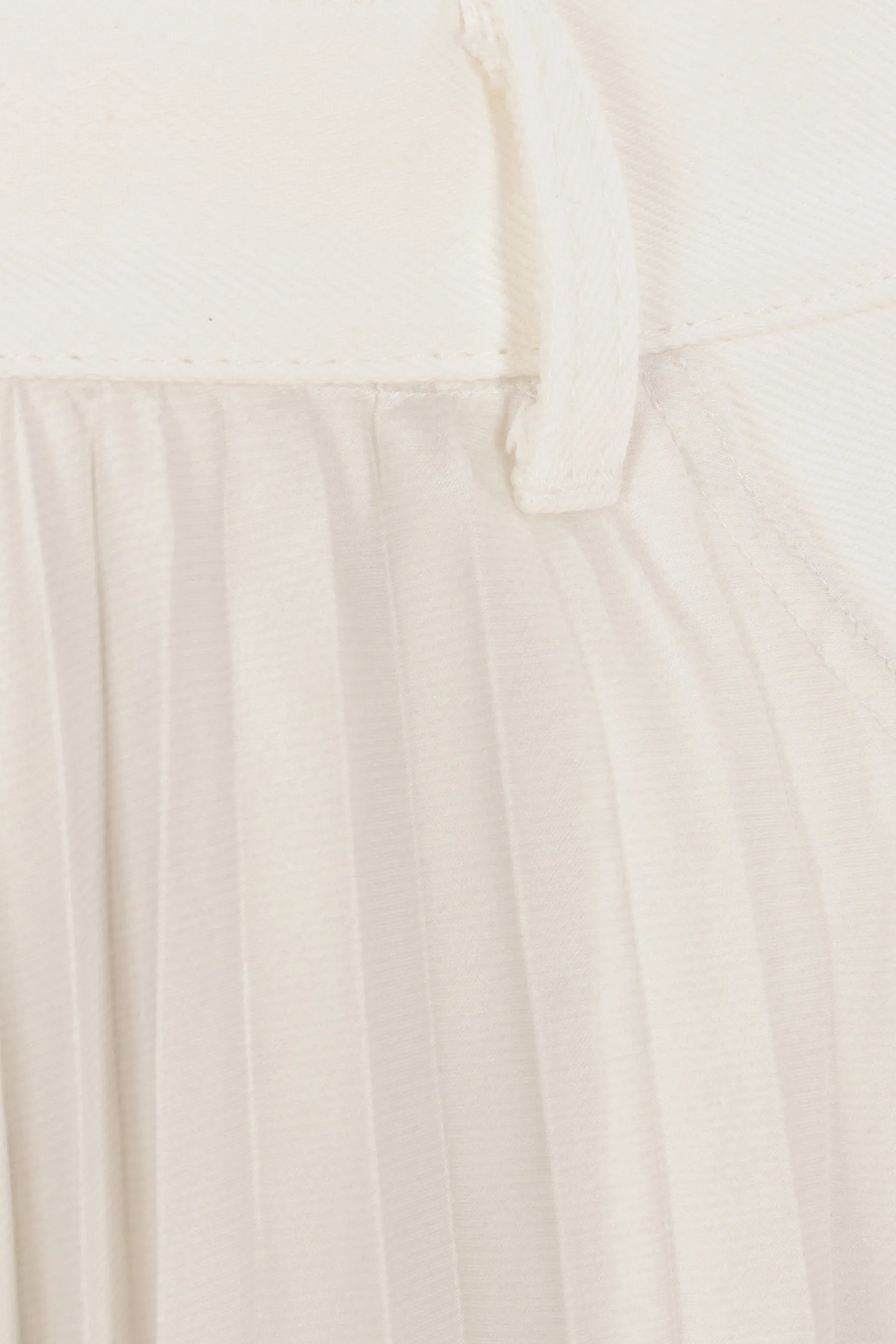 satin and denim pleated skirt