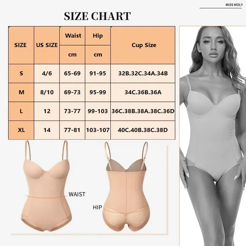 Tummy Control Backless Bodysuit Shaper with Built-in Bra