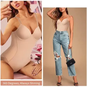 Tummy Control Backless Bodysuit Shaper with Built-in Bra