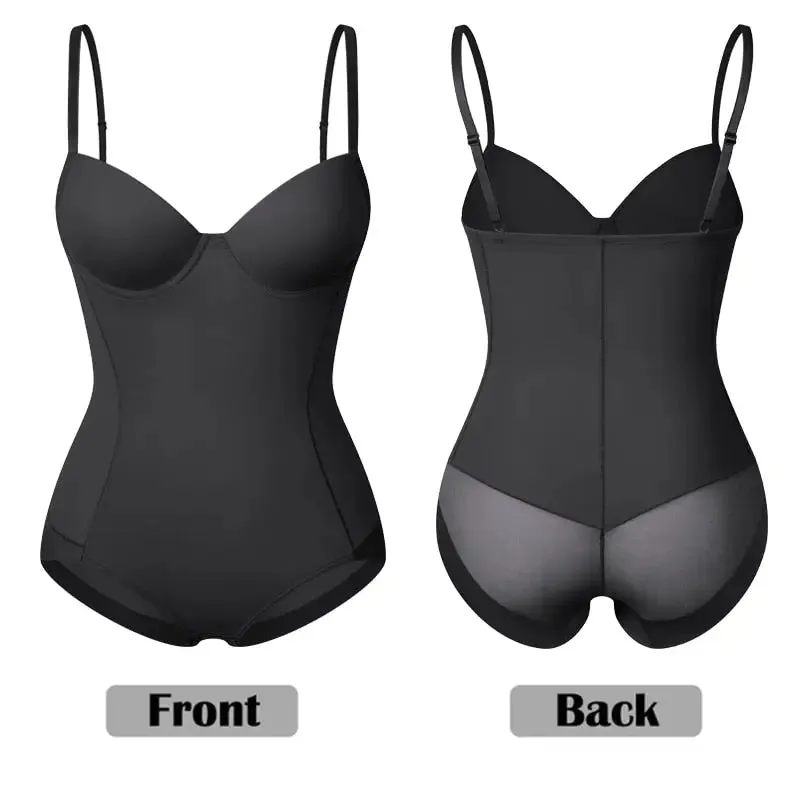 Tummy Control Backless Bodysuit Shaper with Built-in Bra