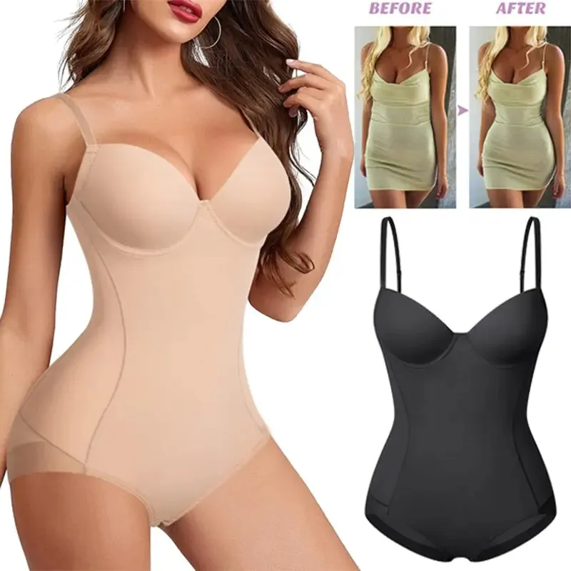 Tummy Control Backless Bodysuit Shaper with Built-in Bra