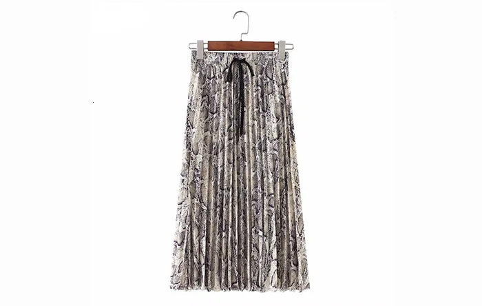 Wjczt Vintage Leopard Print Pleated Skirts Women Punk Rock Korean Skirt Streetwear Drawstring Elastic Waist Ladies Midi Skirt New
