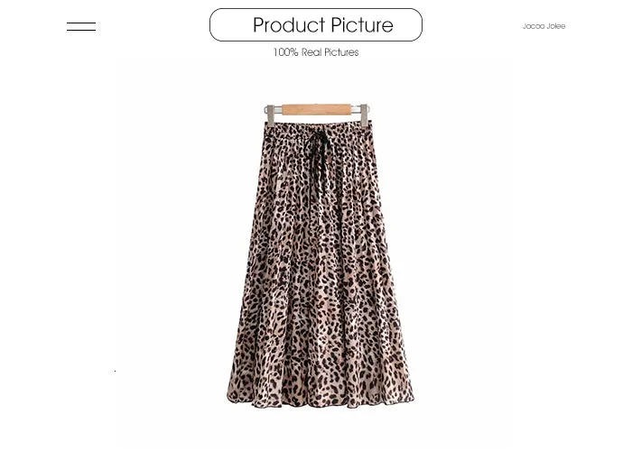 Wjczt Vintage Leopard Print Pleated Skirts Women Punk Rock Korean Skirt Streetwear Drawstring Elastic Waist Ladies Midi Skirt New