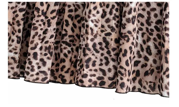 Wjczt Vintage Leopard Print Pleated Skirts Women Punk Rock Korean Skirt Streetwear Drawstring Elastic Waist Ladies Midi Skirt New